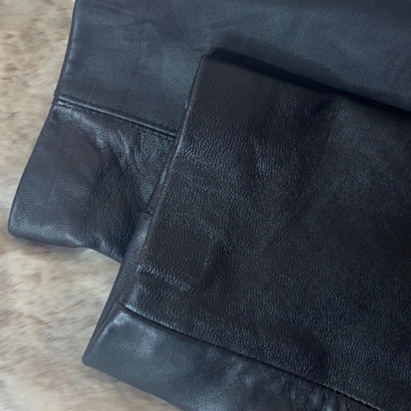 WILSON Leather Collar Black Jacket Zip Front Fitted Lined Scuba Buttery Medium - Picture 7 of 14